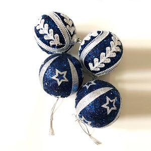 Small Blue Spherical Ornaments, two sets